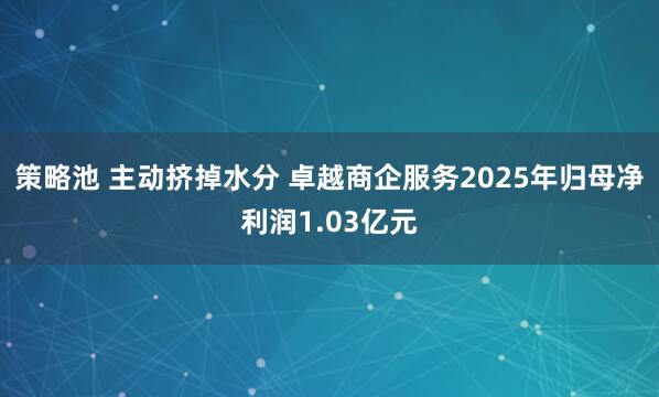 策略池 主动挤掉水分 卓越商企服务2025年归母净利润1.03亿元